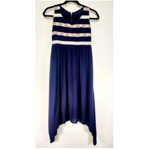 Paper Doll London Girls Dress Size 12 Navy‎ Handkerchief Hem Sleeveless